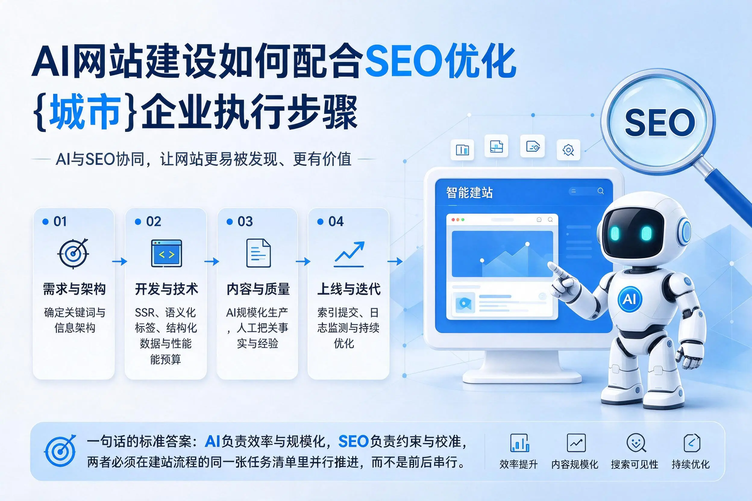 AI网站建设如何配合SEO优化，江门企业执行步骤