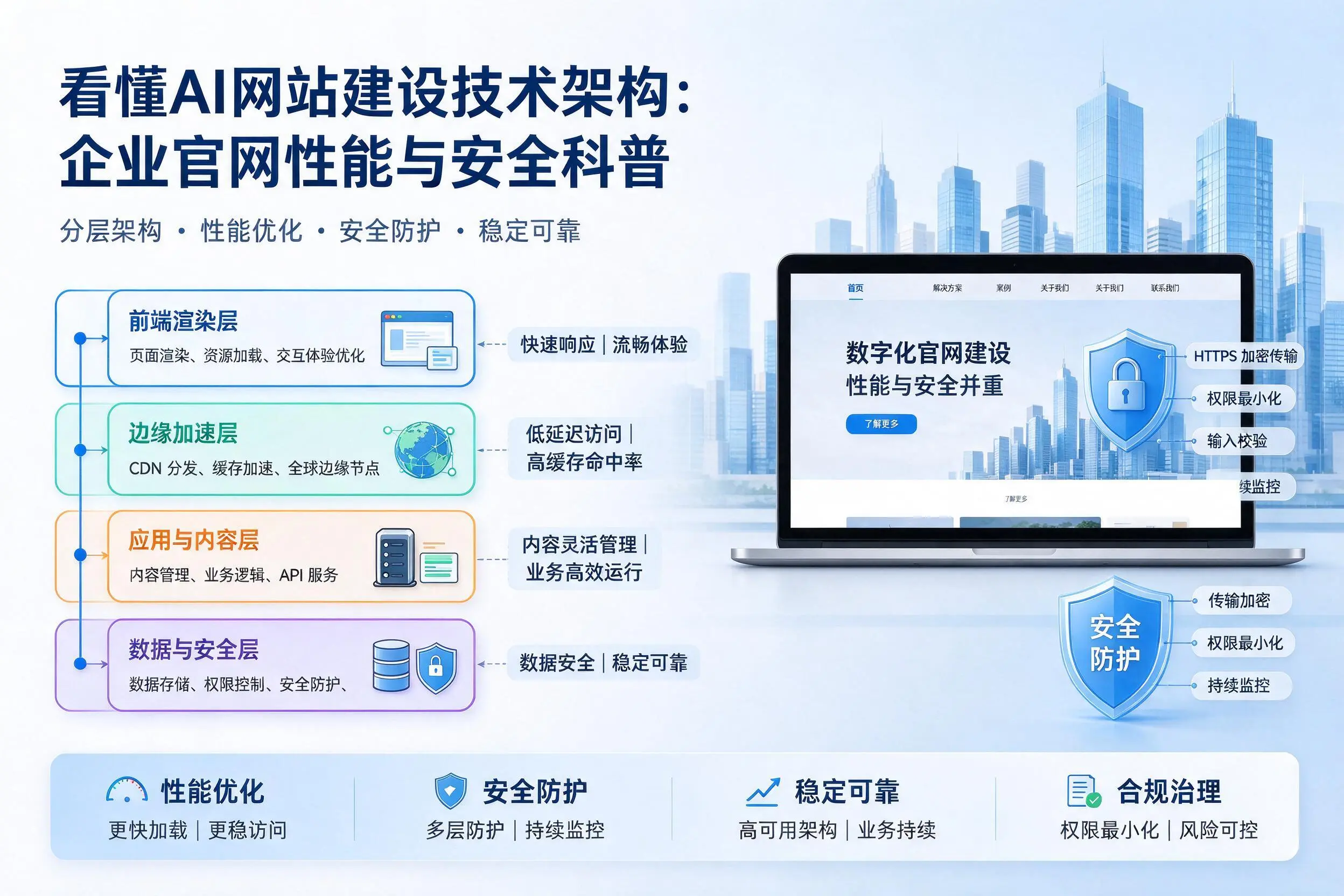 看懂AI网站建设技术架构：江门企业官网性能与安全科普