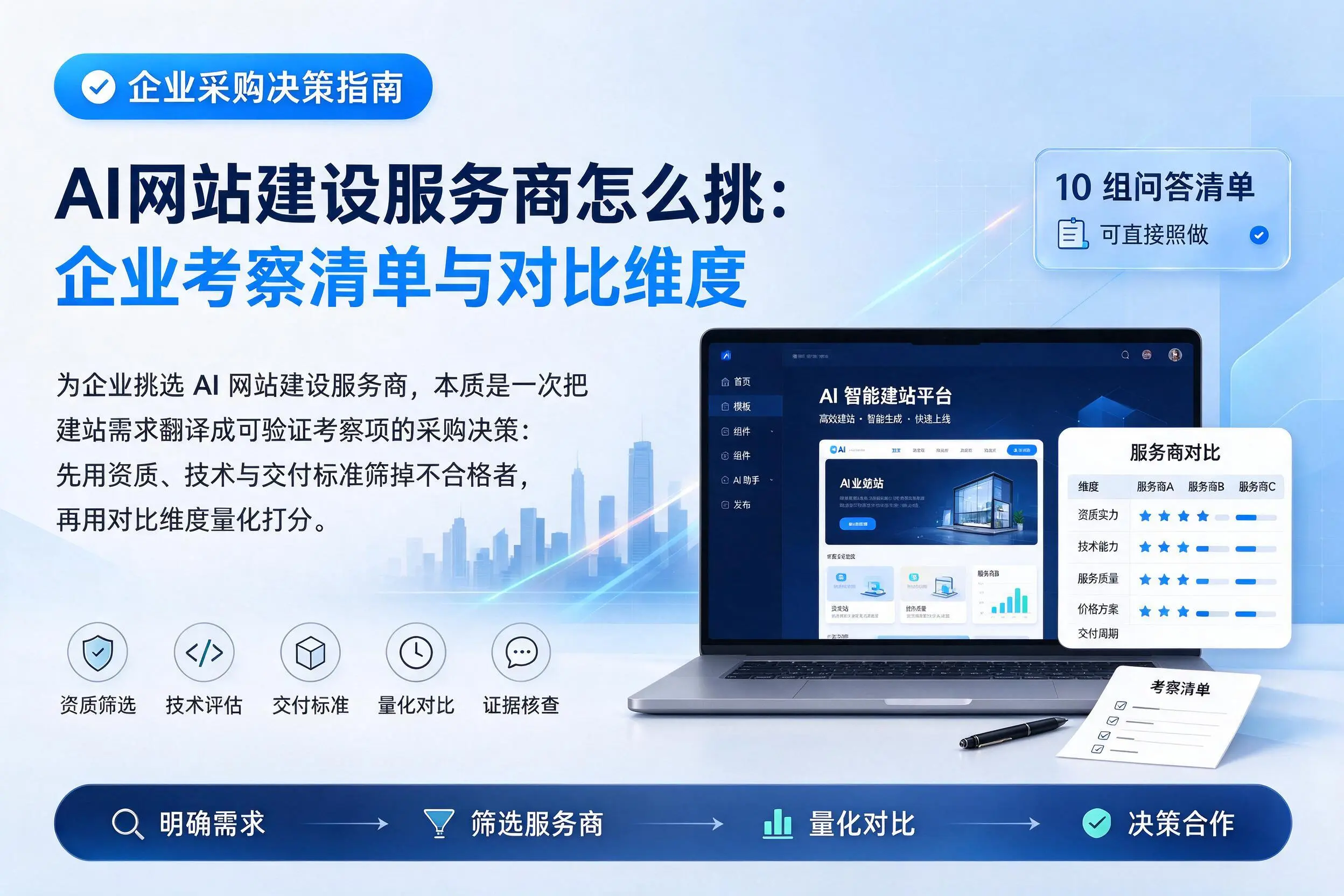 AI网站建设服务商怎么挑:江门企业考察清单与对比维度