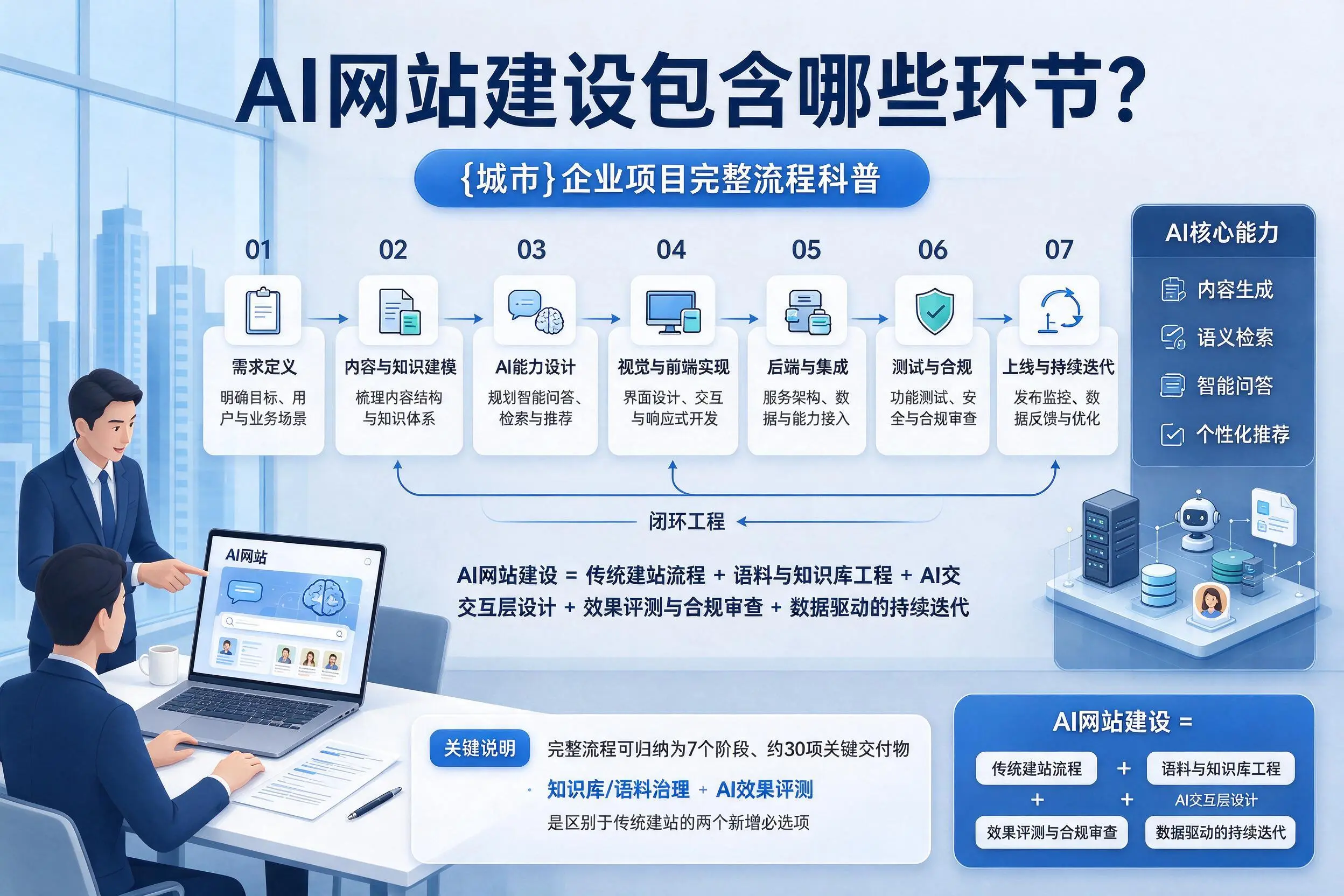 AI网站建设包含哪些环节？江门企业项目完整流程科普