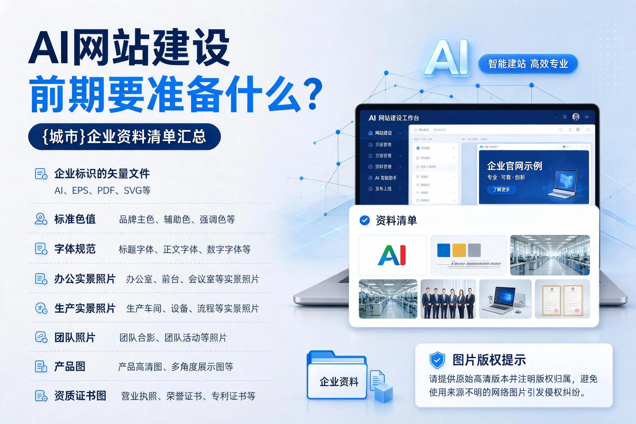 AI网站建设前期要准备什么?江门企业资料清单汇总