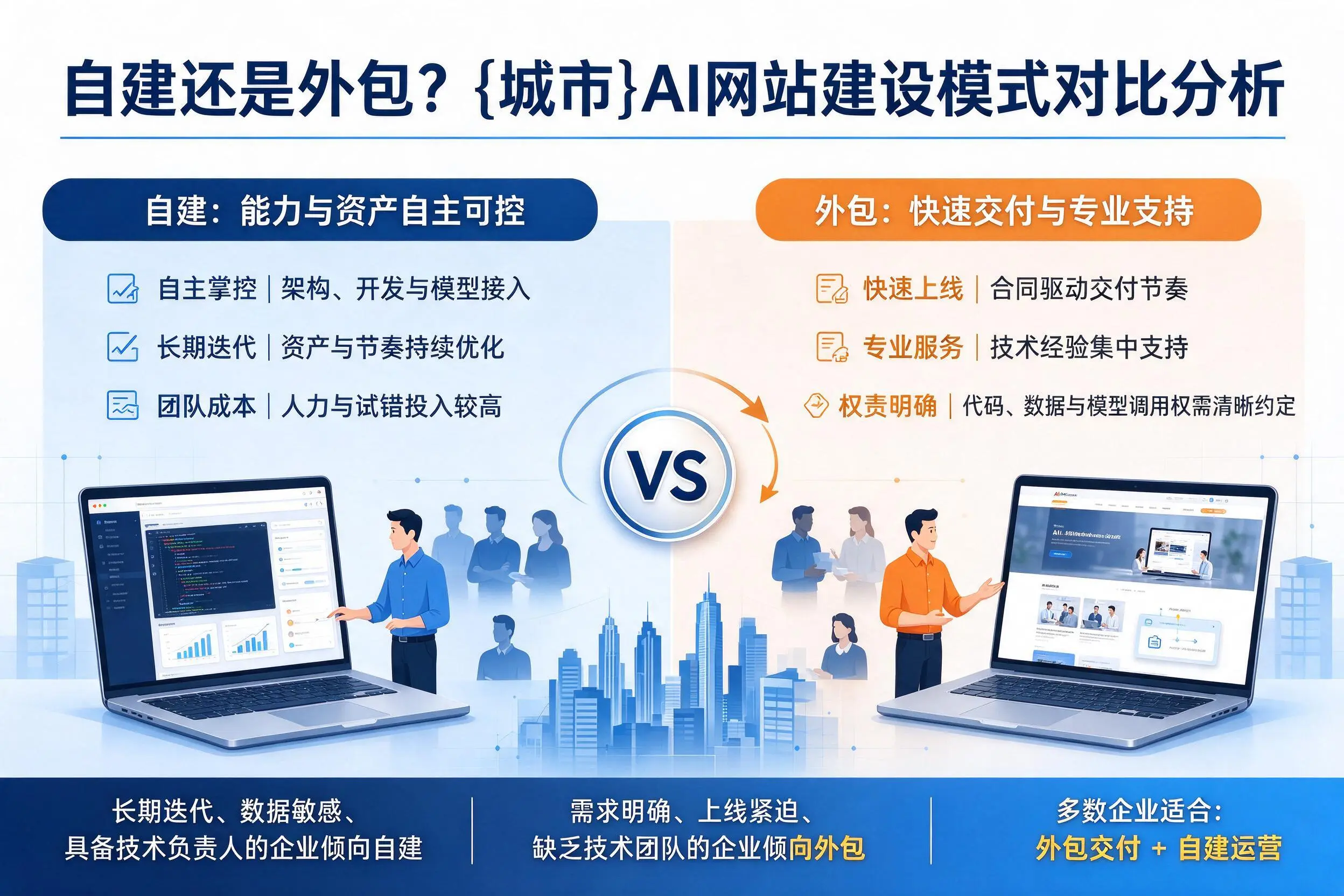 自建还是外包?江门AI网站建设模式对比分析
